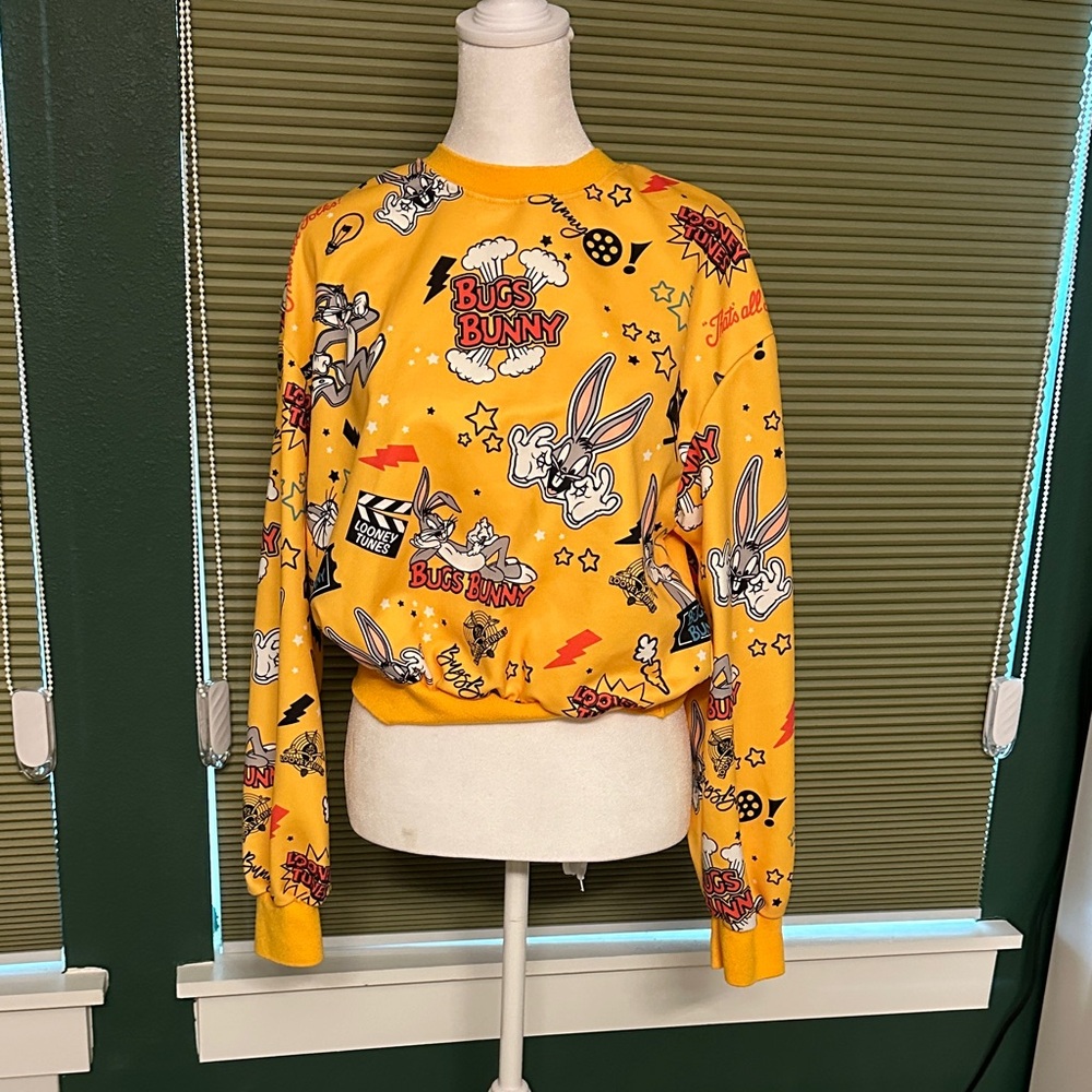 SHEIN Yellow Bugs Bunny Graphic Sweatshirt